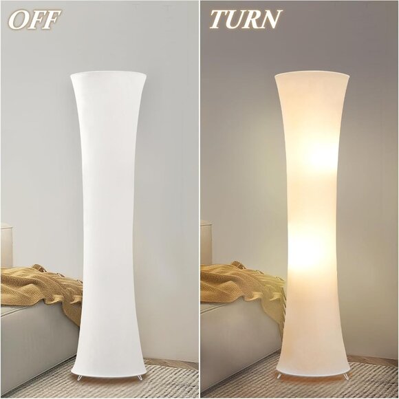 NEW! 46“ Floor Lamp for Living Room, 3 Color Temperature White Fabric Lampshade - Picture 4 of 7